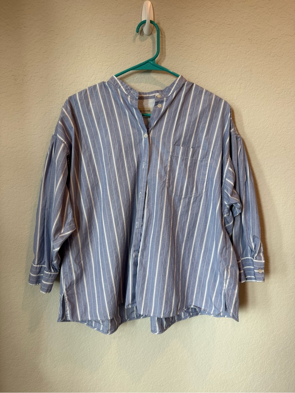 Weekend Max Mara Blue and White Striped Button-Down Shirt 6